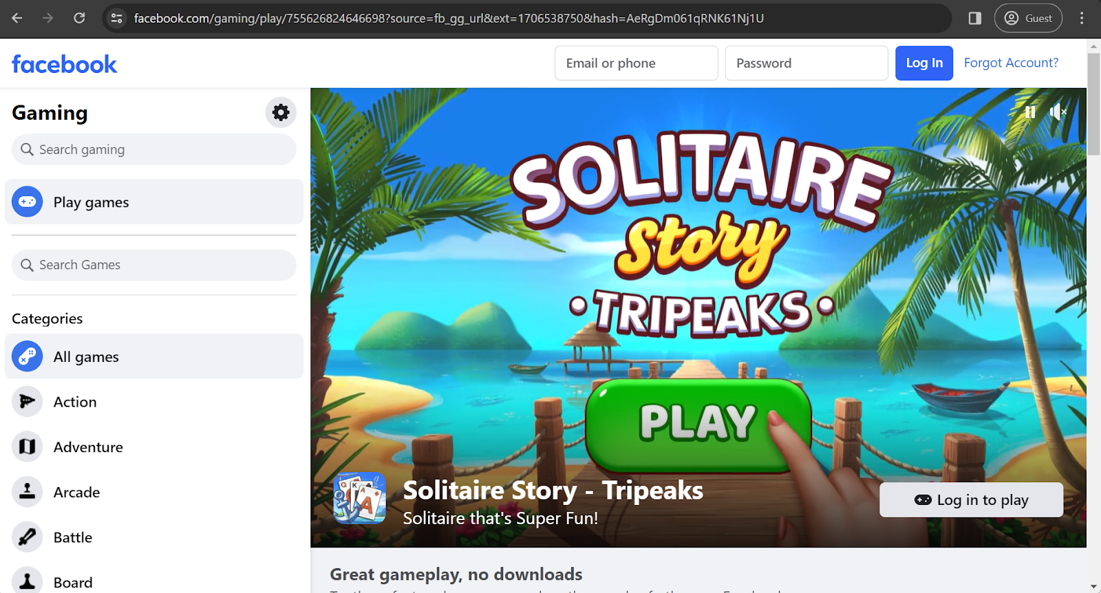 Facebook Solitaire Game Types. FB Solitaire Examples