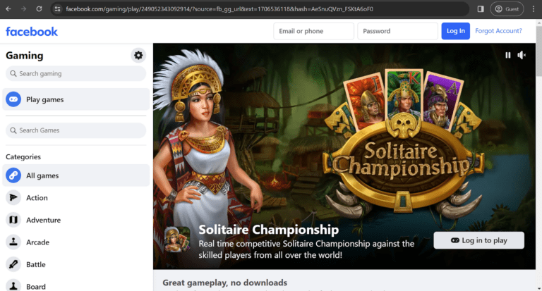 Facebook Solitaire Game Types. FB Solitaire Examples