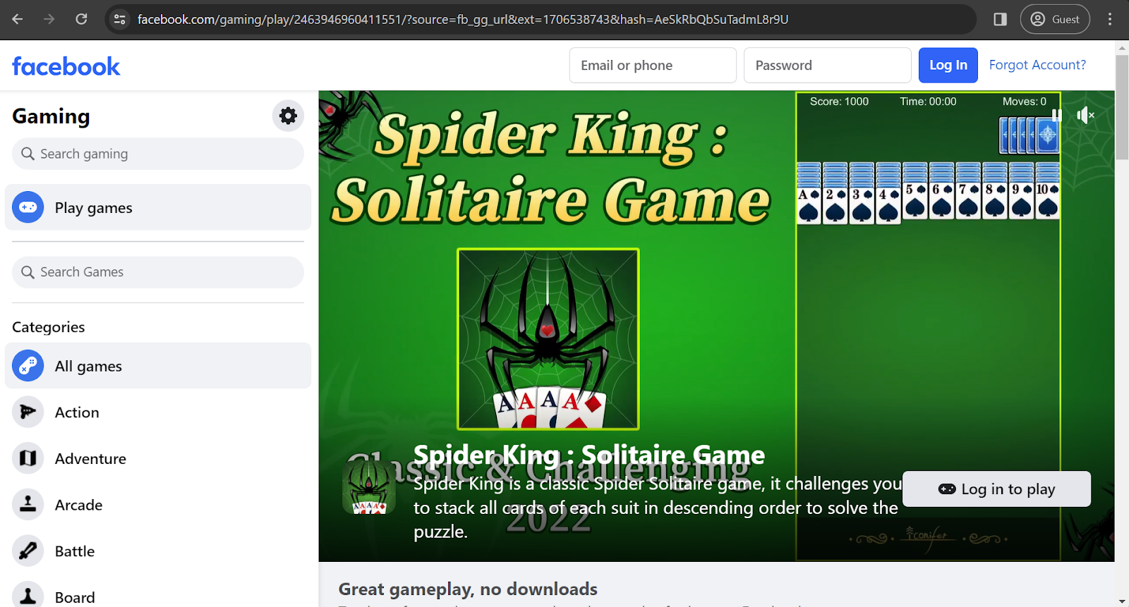 Facebook Solitaire Game Types. FB Solitaire Examples