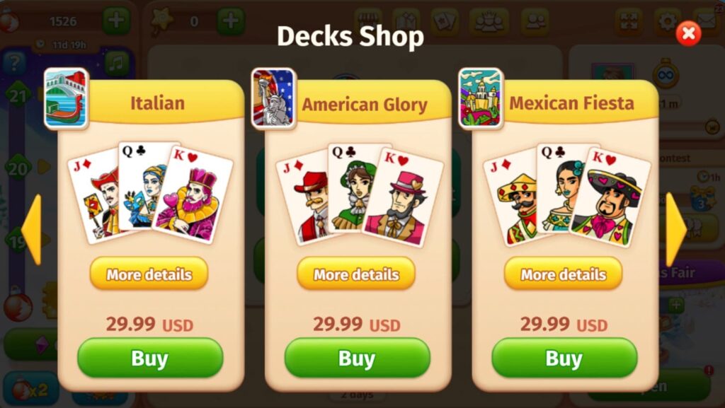 Italian, American and Mexican decks